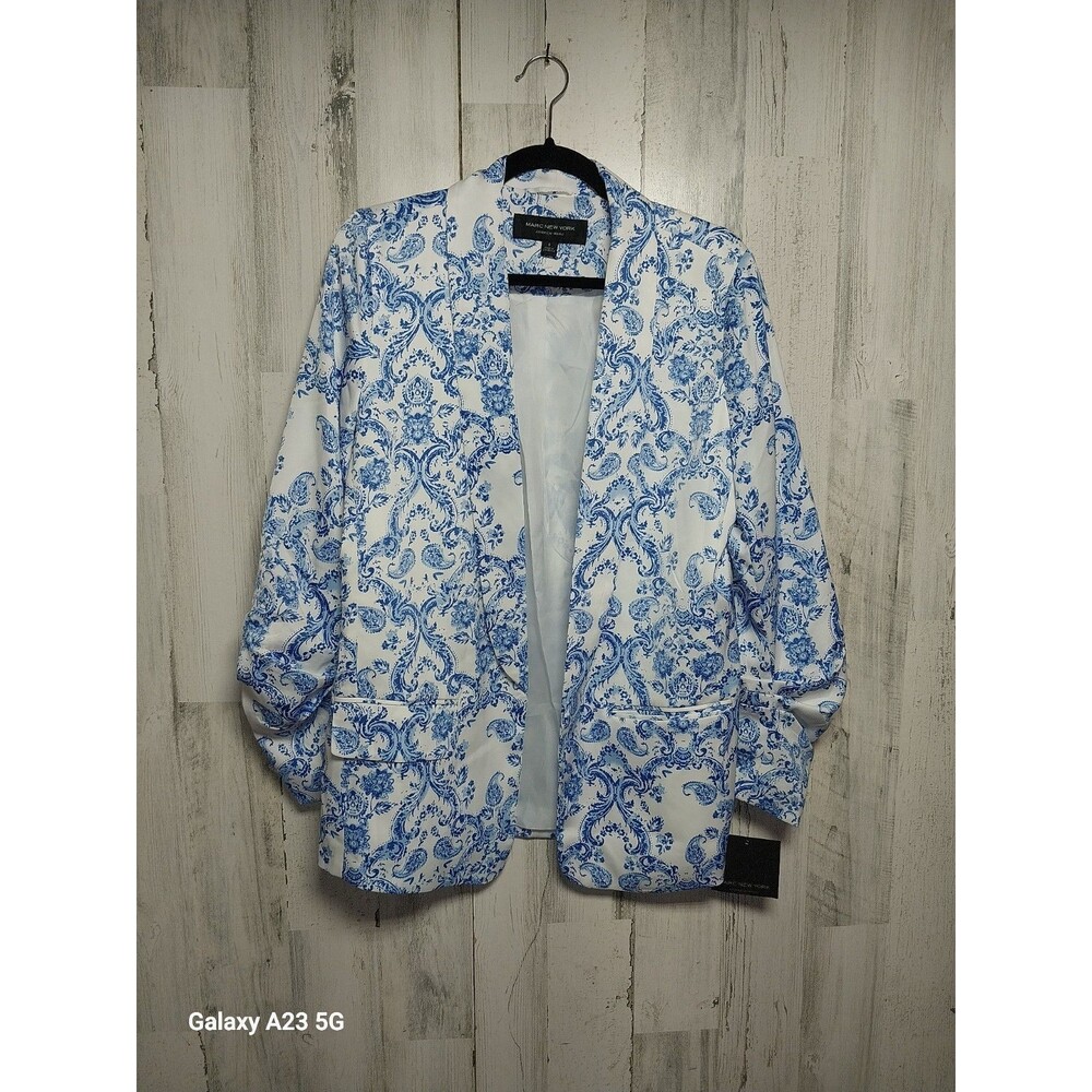 Marc New York Women's Small White Blue Paisley Blazer